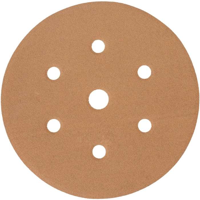 Gold Disc (50 Pieces) 180 Grit 150 Mm X 6+1 Holes Hook And Loop