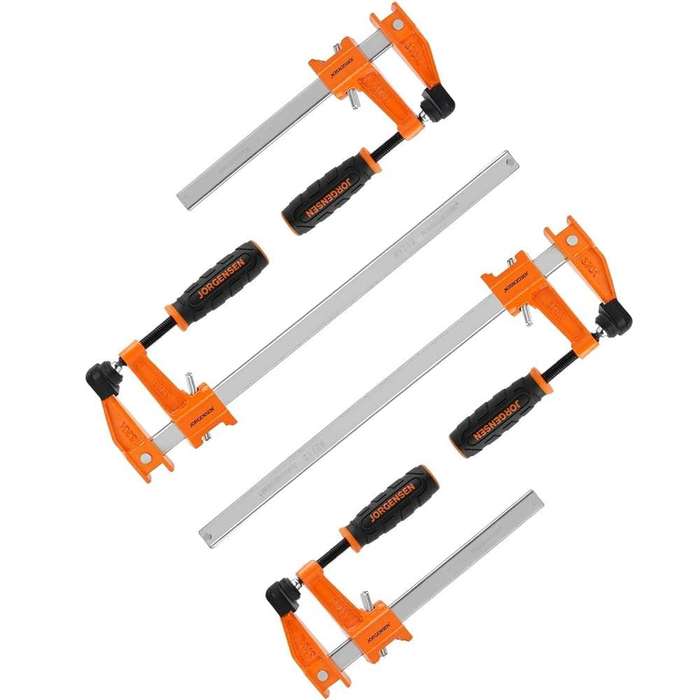 Jorgensen Medium Duty Steel Bar Clamp 4 Pc Set 2 X 150 Mm & 2 X 305 Mm