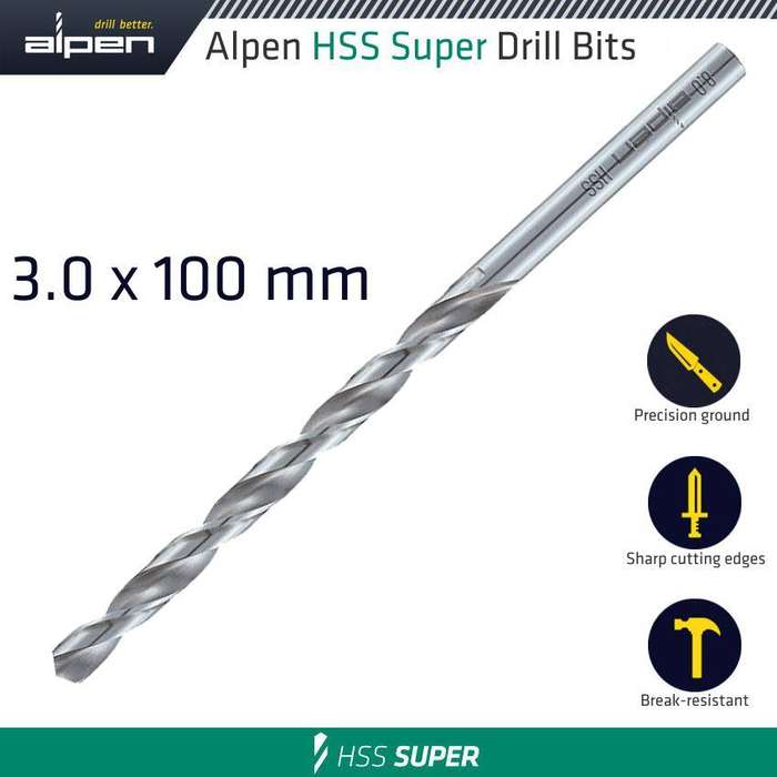 Hss Drill Bit Long 3 X 100 Mm Bulk