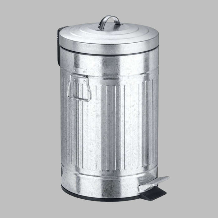 12 L Pedal Bin New York Retro Metal Silver
