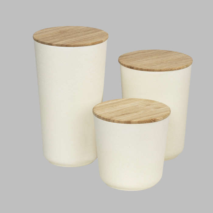 3 Pc Bondy Storage Jar Value Bundle Bamboo Lid