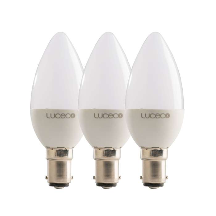 B35 Candle, 3 Pk B15, 3 W, 250 Lm, Warm White, Non Dim Led Globe