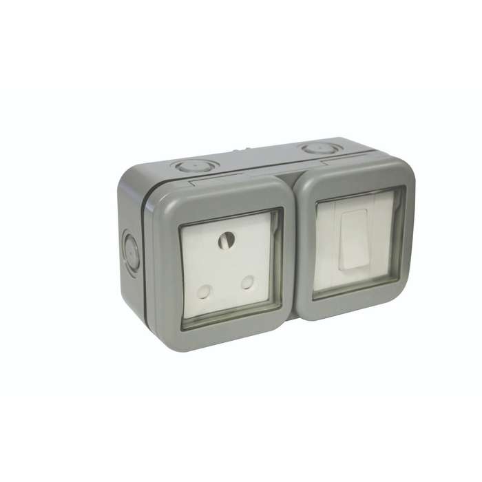 Ip55 Single Outdoor Switch & Sa Socket (1 X 3 Pin)