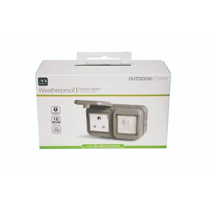 Ip55 Single Outdoor Switch & Sa Socket (1 X 3 Pin)