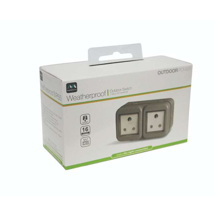 Ip55 Double Unswitched 16 A Sa Outdoor Socket (2 X 3 Pin)