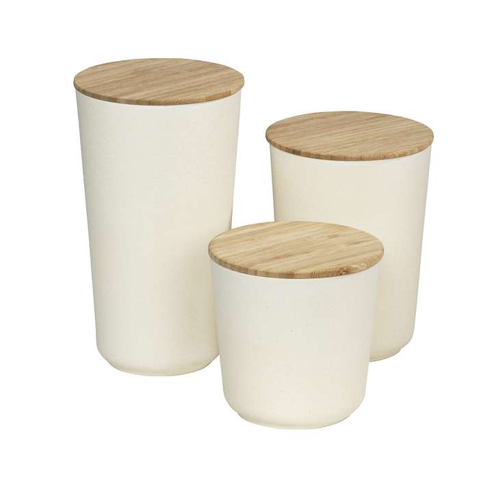 3 Pc Bondy Storage Jar Value Bundle Bamboo Lid