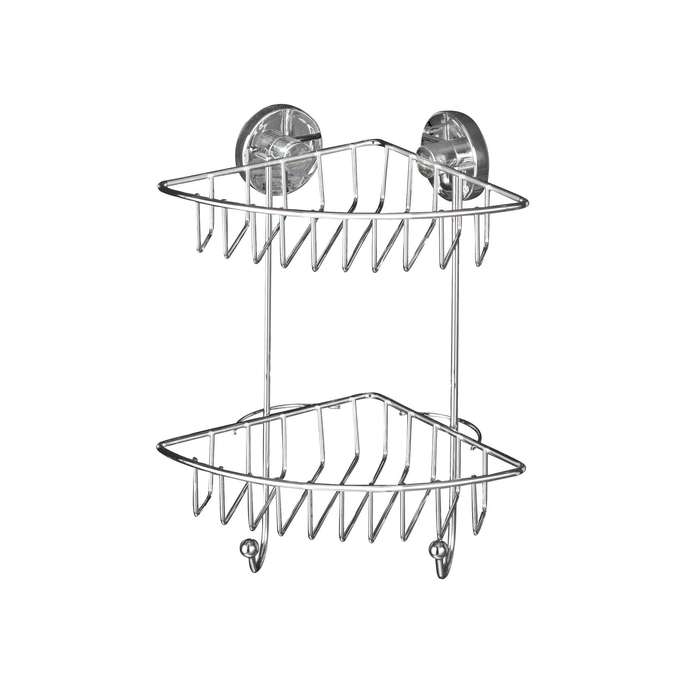 Wenko Vacuum-Loc 2-Tier Corner Rack Bari - No Drilling Required