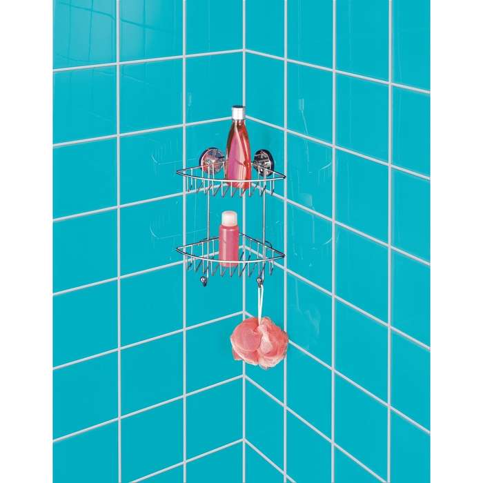 Wenko Vacuum-Loc 2-Tier Corner Rack Bari - No Drilling Required