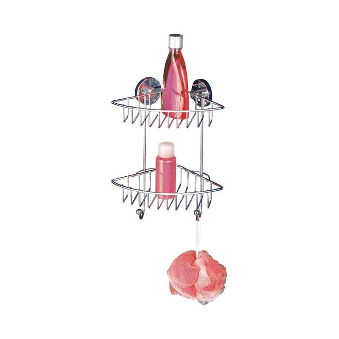 Wenko Vacuum-Loc 2-Tier Corner Rack Bari - No Drilling Required