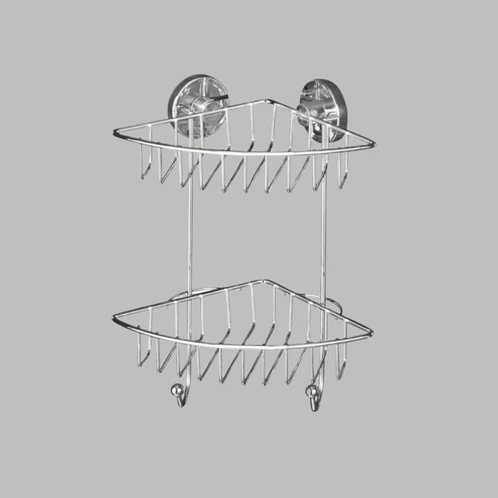 Wenko Vacuum-Loc 2-Tier Corner Rack Bari - No Drilling Required
