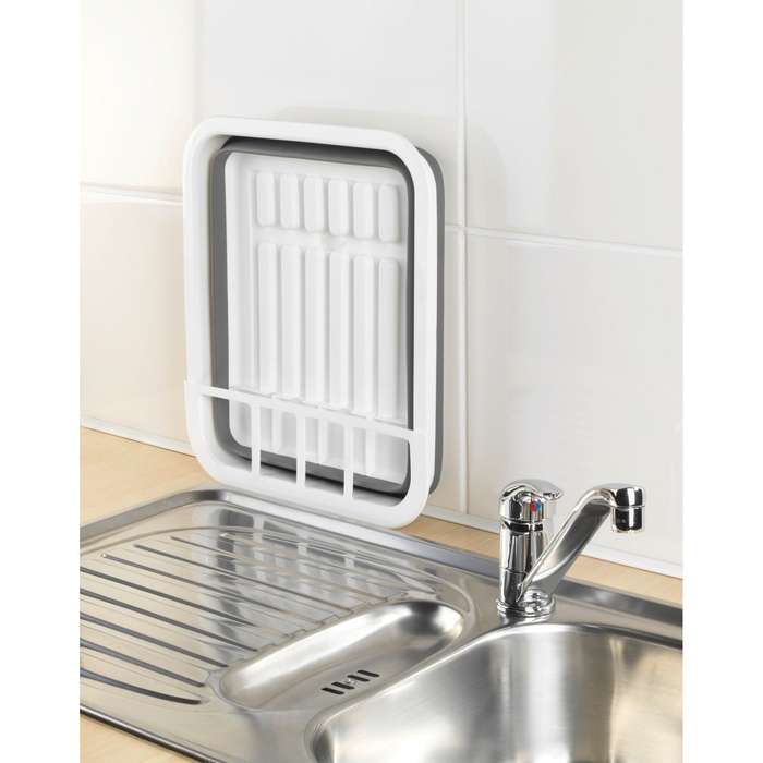 Dish Rack Foldable Silicone 36 X13 X31 White/Grey