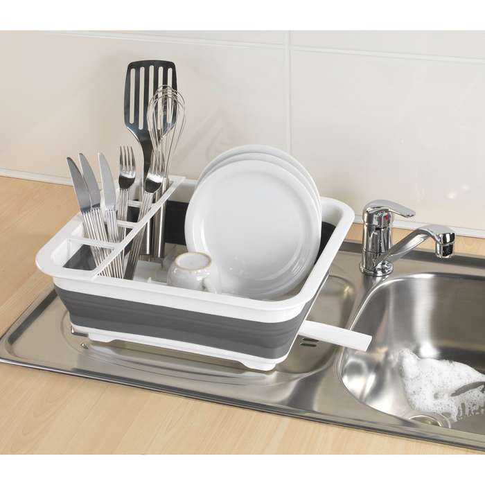 Dish Rack Foldable Silicone 36 X13 X31 White/Grey