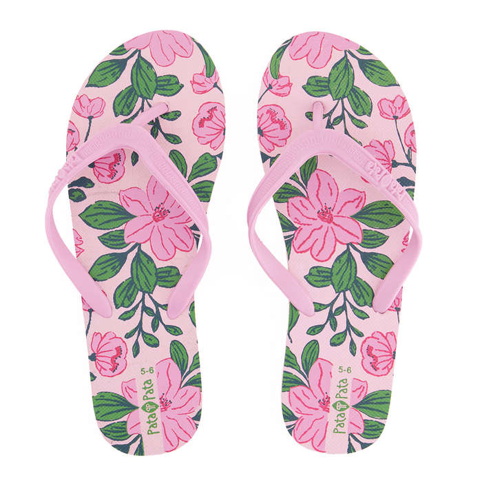 Pata Pata Ladies Flip Flops Pink Floral Size 7/8