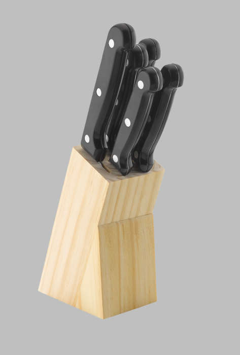 5 Pc Knife Set & Wooden Block  Torino