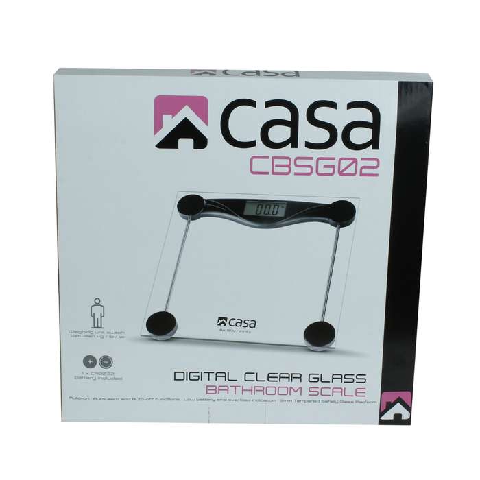 Electronic Bathroom Glass Scale Black/Clear