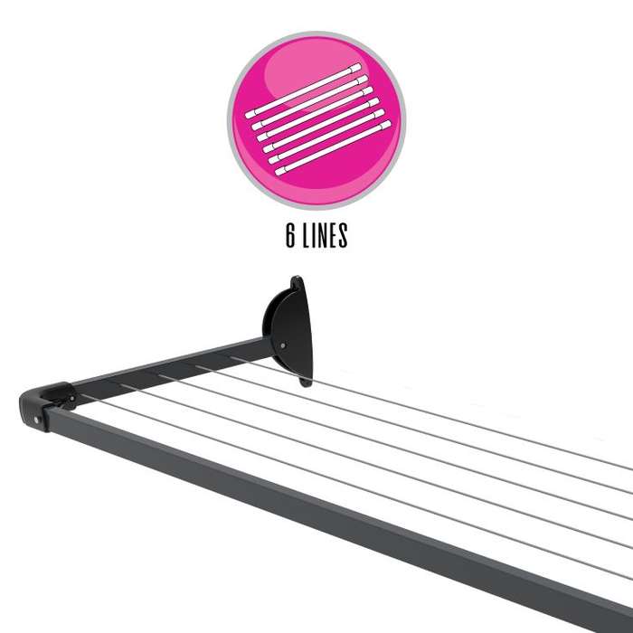 5 Line Slim Fold Down Wall Mounted Clothesline 11 M