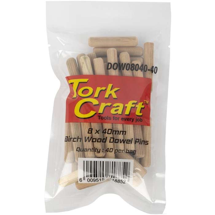 Dowels 8 X 40 Mm 40 Per Bag (Birch Wood)