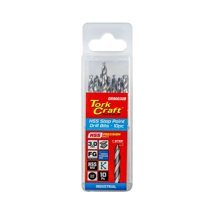 Precision Max Step Point 3.0 Mm Hss Drill 10 Pack