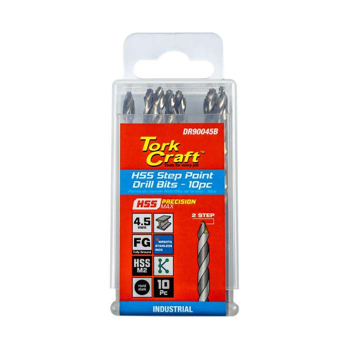 Precision Max Step Point 4.5 Mm Hss Drill 10 Pack