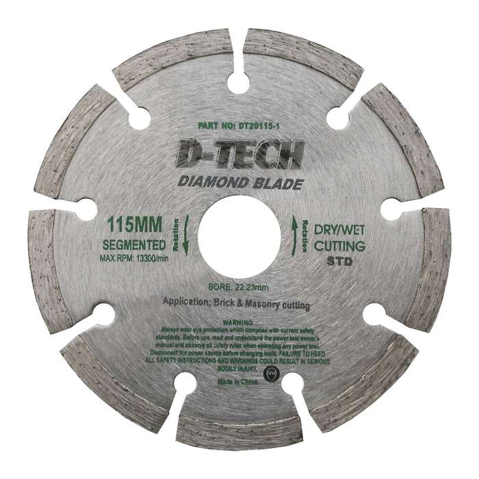 D Tech Diamond Blade Segmented Std. 115 X22,23 Mm Concrete/Clay Bricks