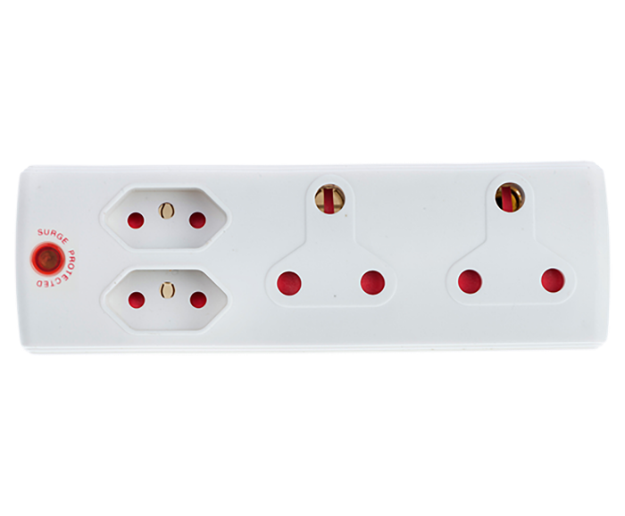 Adaptor 2 X16 A+2 X5 A White+Surge E/Mate