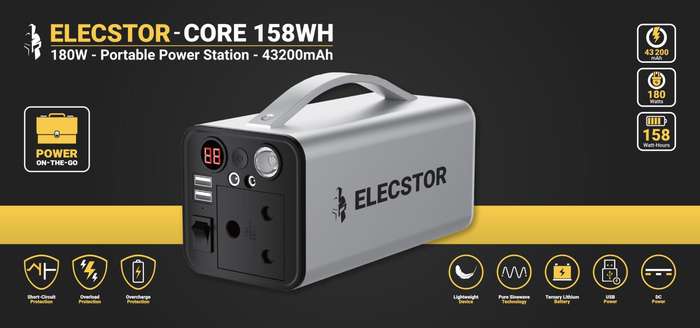Elecstor Core 180 W Power Station 43200m Ah 158 Wh