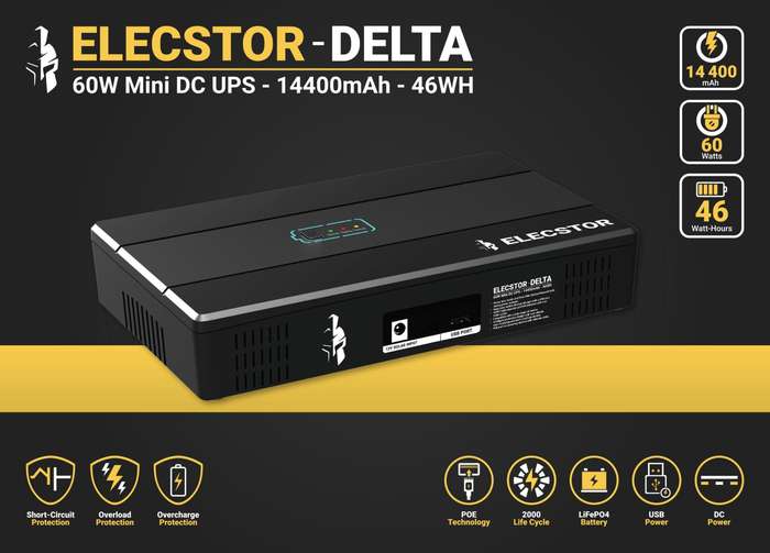 Elecstor 60 W Mini Ups 14400m Ah 46 Wh