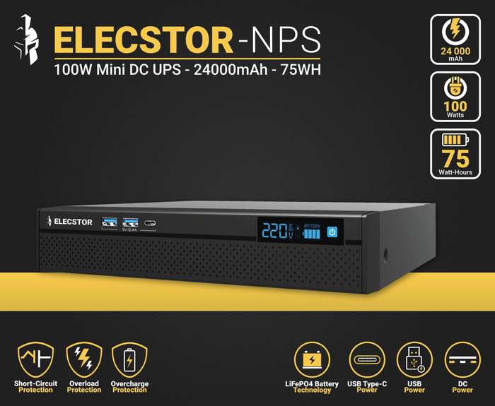 Elecstor 100 W Mini Ups 24000m Ah 75 Wh