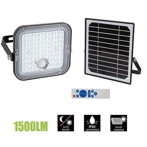 ***Solar Floodlight & Sensor Black Led 1500lm 6000 K