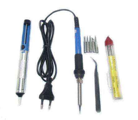 Soldering Iron Kit Incl. Sucker, Tweezer, Solder & Tips Gy 019