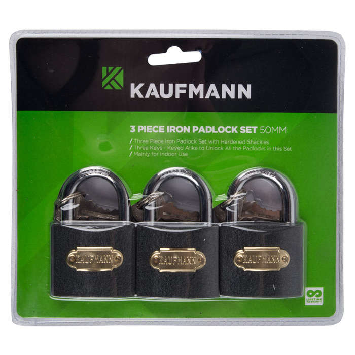 Kaufmann Steel Lock Set 3 Pc 50 Mm