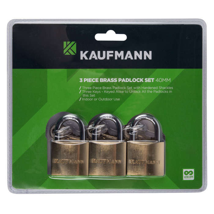 Kaufmann Brass Lock Set 3 Pc 40 Mm