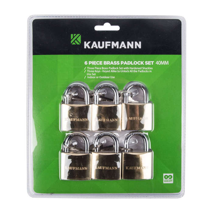 Kaufmann Brass Lock Set 6 Pc 30 Mm