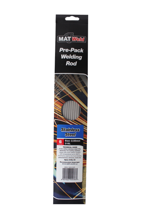 Matweld P/P Rods S/Steel 2.5 Mm P/8