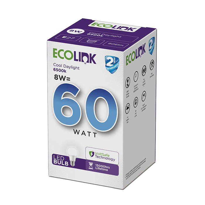 Ecolink Globe 8 W 806 Lm Screw Type Cool White