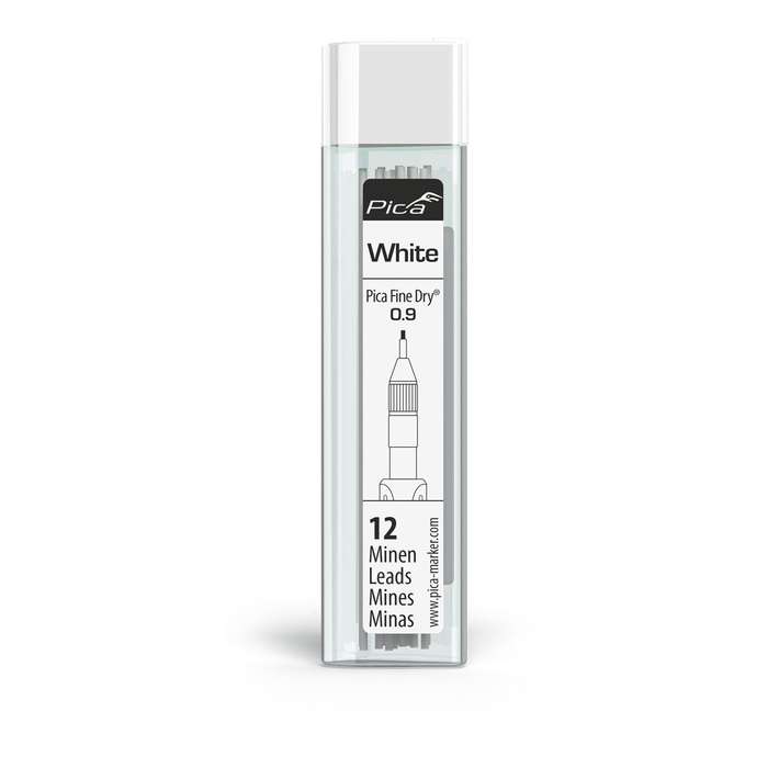 Pica Pica Fine Dry 0.9 Mm Lead 12 Pc Refill Set White