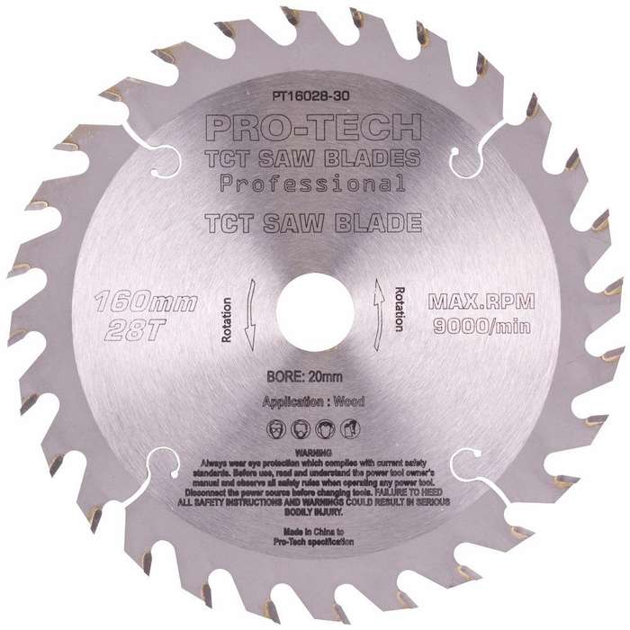 Saw Blade Tct 160 X2.2 X20 X28 T Wood Prof. Pro Tech Fes. Ts55 W28