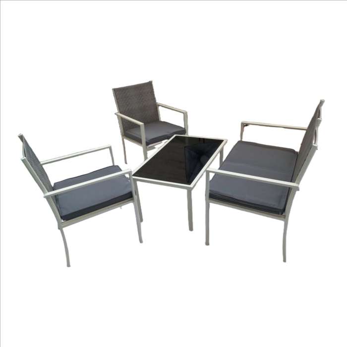 Seagull Palermo Rattan 4 Pc Patio Set WhiteSingle Chair: 55.5 X66.5 X85 CmDouble Chair: 102 X66...