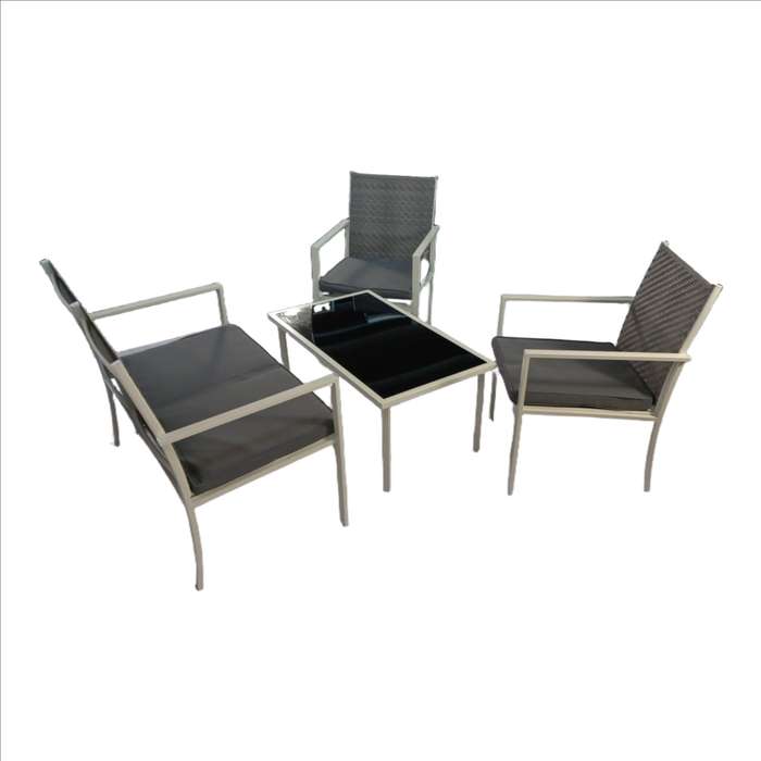 Seagull Palermo Rattan 4 Pc Patio Set WhiteSingle Chair: 55.5 X66.5 X85 CmDouble Chair: 102 X66...