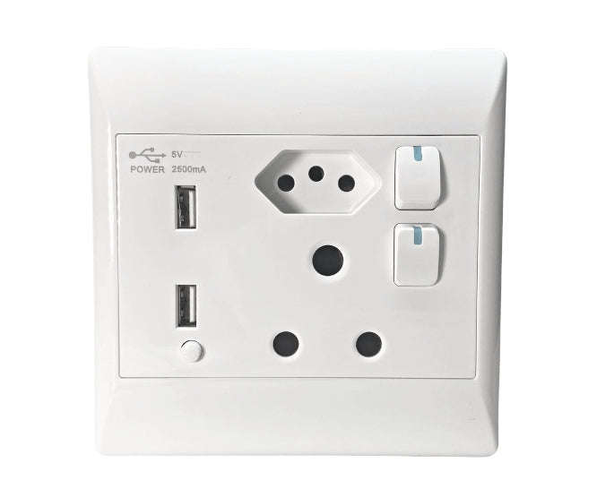 Wall Mains Socket 1x16 A 1x Brazil 2x Usb 4x4 Sti 1078