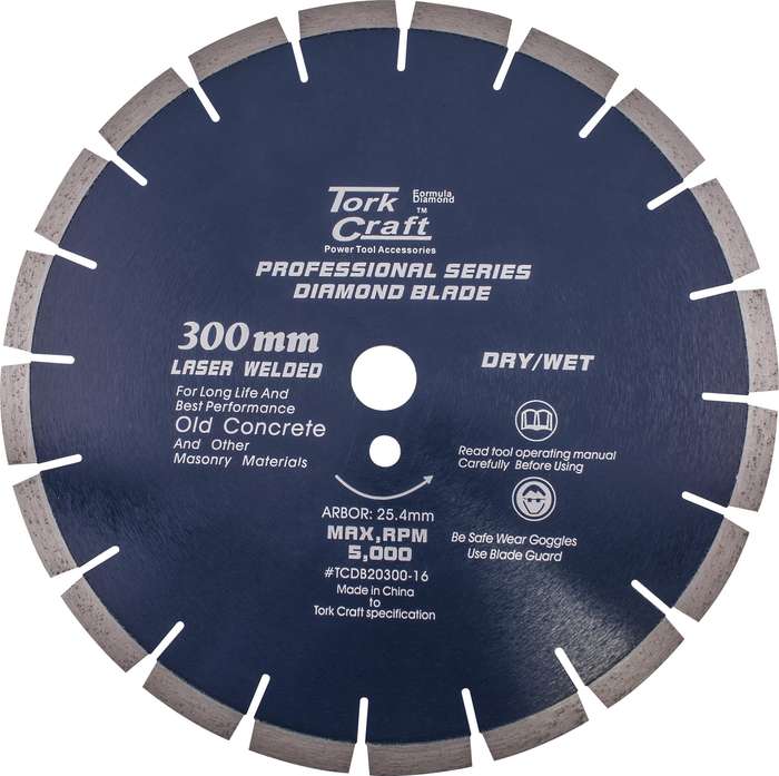 Diamond Blade 300 X 25.4 Mm Old Concrete Laser Welded Segmented