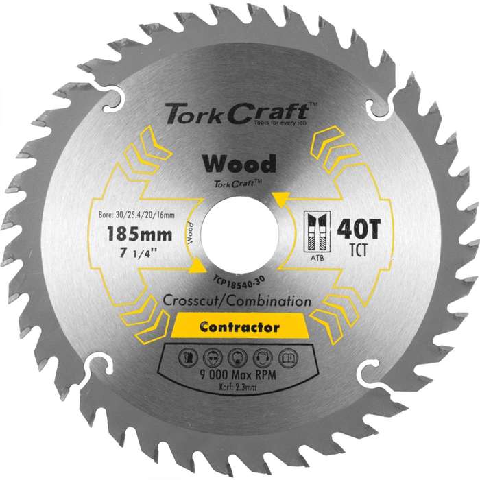 Blade Contractor 185 X 40 T 30/20/16/1 Circular Saw Tct