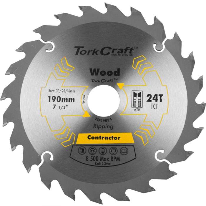 Blade Contractor 190 X 24 T 30/20/16 Circular Saw Tct