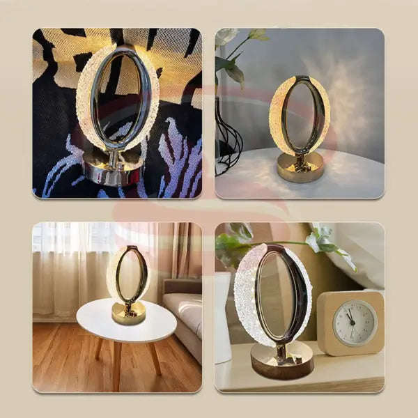 Modern Rechargeable Oval Shape Crystal Touch Table Lamp