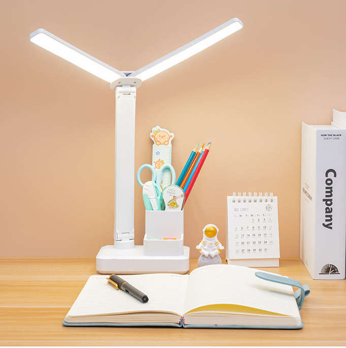 3 Colour Light Modes Rechargeable Desk Lamp with Pen Holder