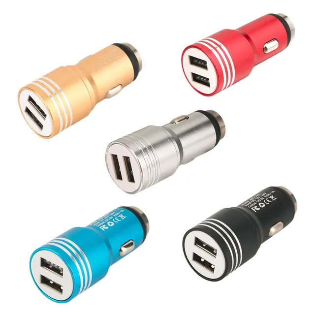 Colorful USB Car Charger - Black