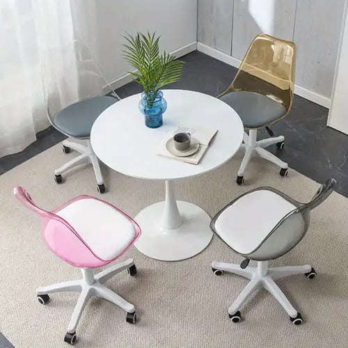 MFurn Modern Black Marble Bistro Set  2 Swivel Chairs + Round Table