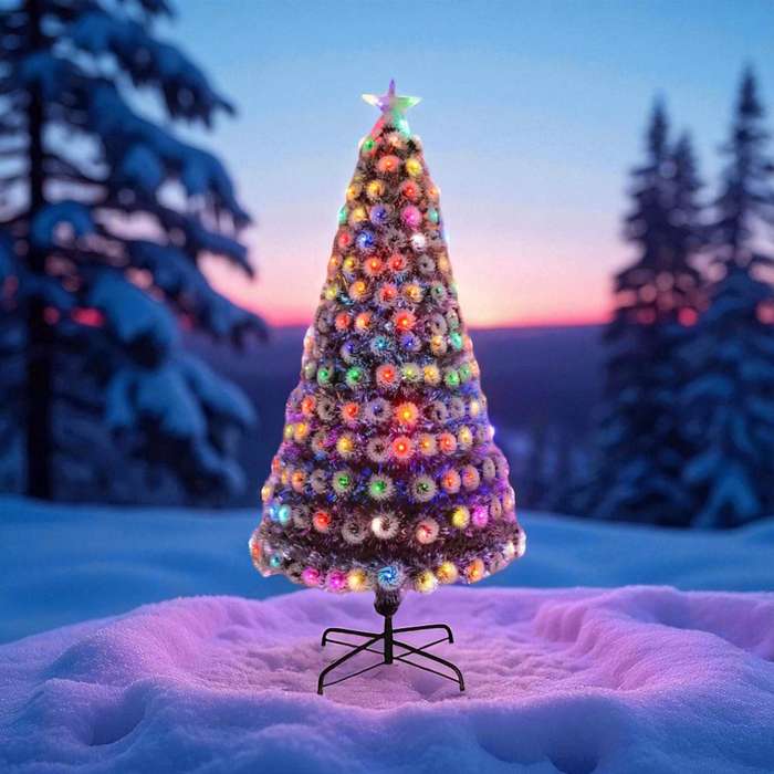 MHome Christmas Tree Pre-Lit Fiber Optic Artificial Pine Christmas Tree,Multicoloured LED Lights ...