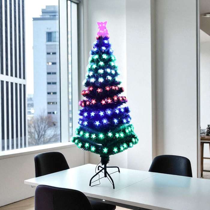MHome Christmas Tree Pre-Lit Fiber Optic Artificial Pine Christmas Tree,Multicoloured LED Lights ...
