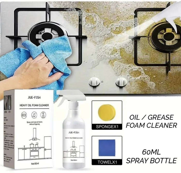 60ml Splash Foam Spray Heavy Oil Stain Remover, Grease & Dirt Foam Cleaner for Kitchen, Tub, Show...